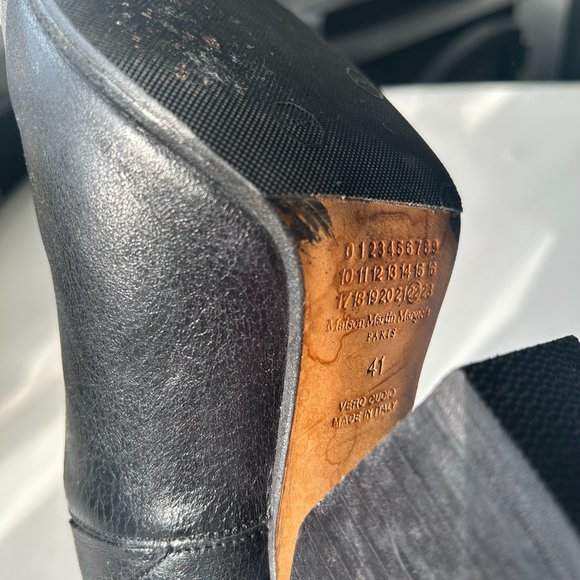 Maison Martin Margiela Black Leather pumps block heel - Picture 2 of 6